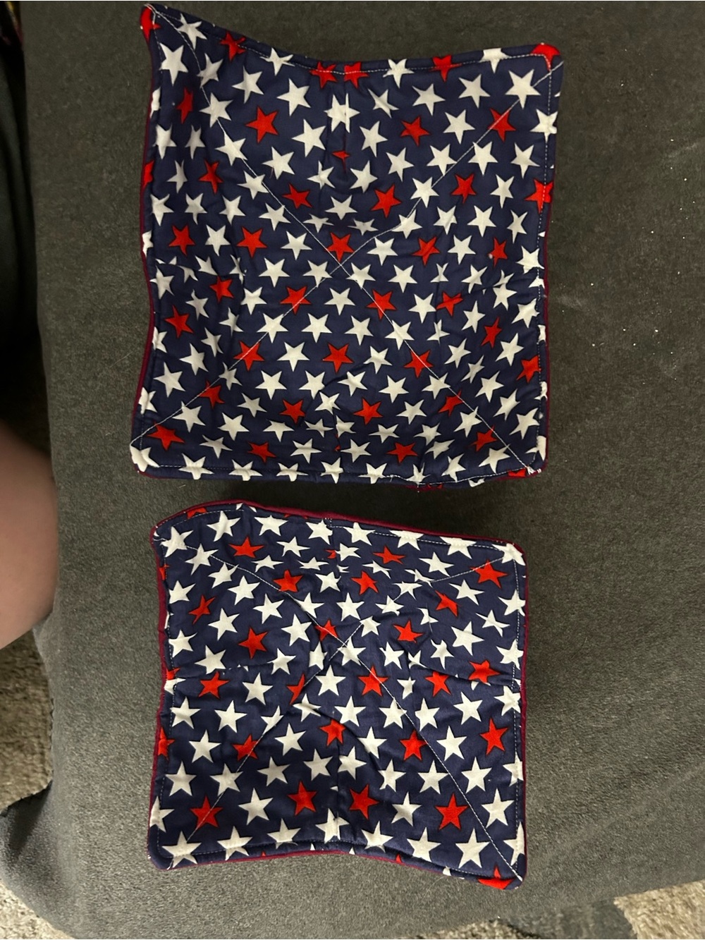 Bowl cozies-Print Navy with red white stars reversible Pack of 2